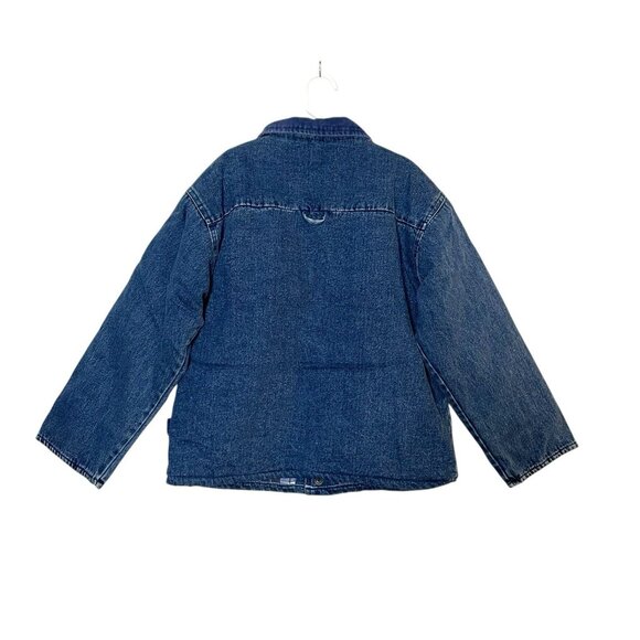 Vintage Oshkosh B'gosh Denim Chore Coat Barn Jacket Flannel Lined Youth L 4T - Picture 7 of 9